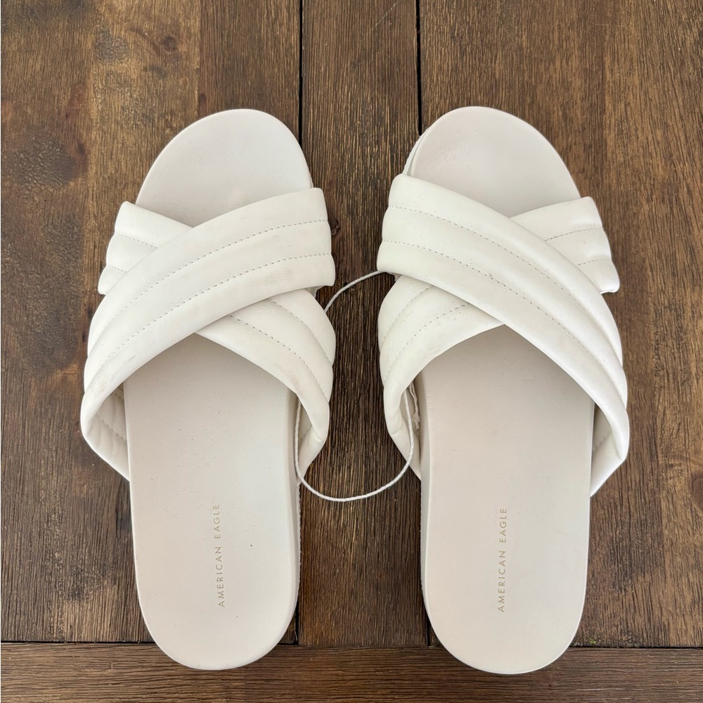 American Eagle Women's White Slide Sandals - size 8
